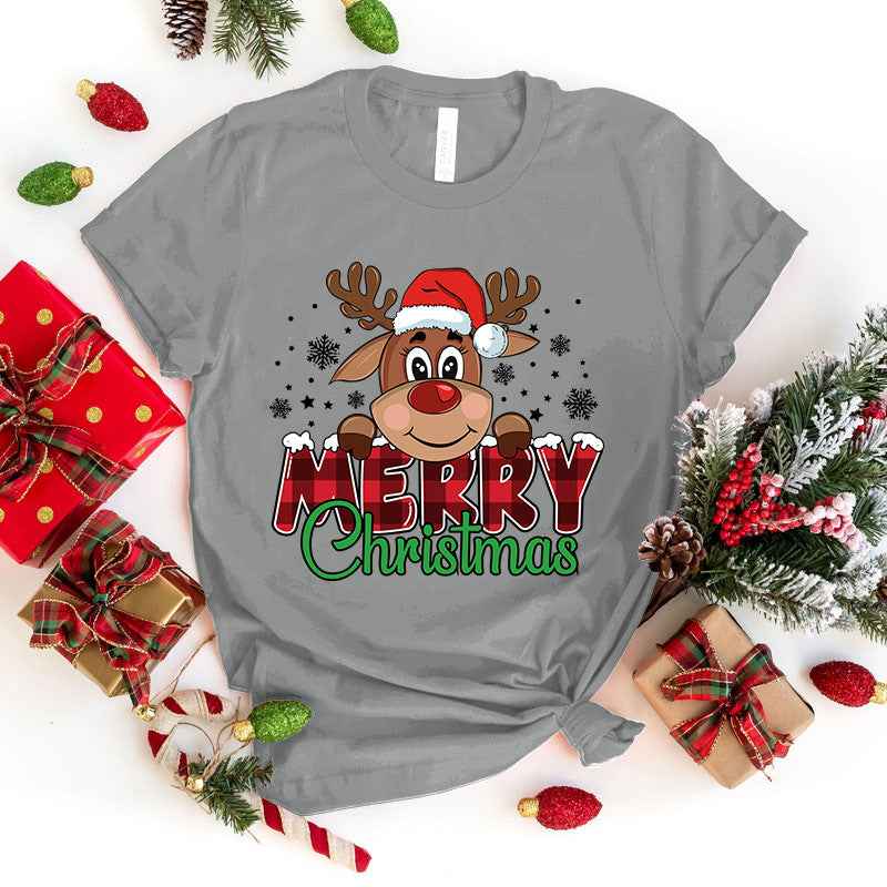 Cute Merry Christmas Printed T-shirt