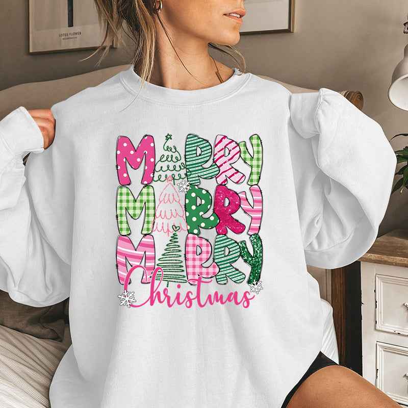 Merry Christmas E Cartoon Sweatshirt Festive Cute Gifts