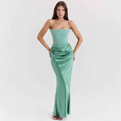 Slim Tube Top Long Dress Sexy Fashion Bandeau Backless Party Evening Dresses For Women Clothing