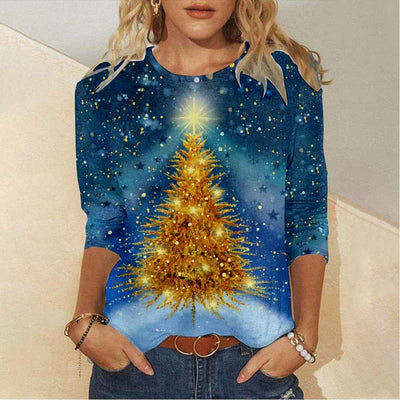 Christmas Element Creative Printing 3D Digital Casual Trend 3D Long Sleeve T-shirt