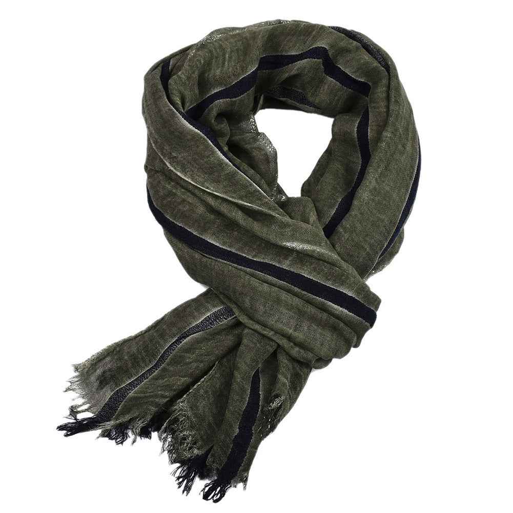 Men's Retro Gentleman Gold Thread Striped Scarf