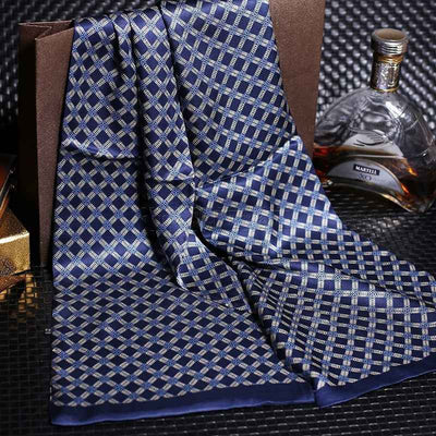 Double silk crepe satin scarf for men
