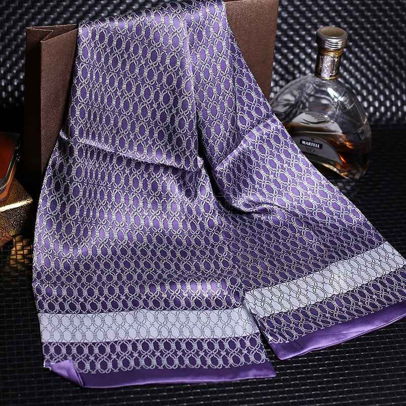 Double silk crepe satin scarf for men
