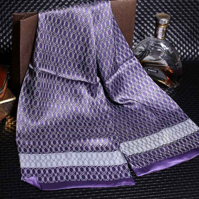 Double silk crepe satin scarf for men