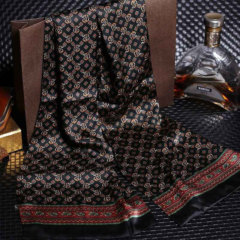 Double silk crepe satin scarf for men