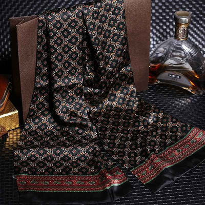 Double silk crepe satin scarf for men