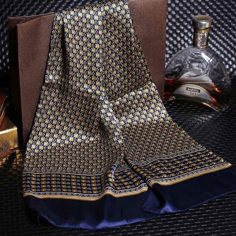 Double silk crepe satin scarf for men