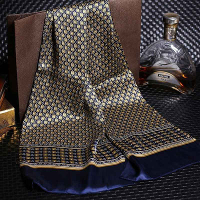 Double silk crepe satin scarf for men