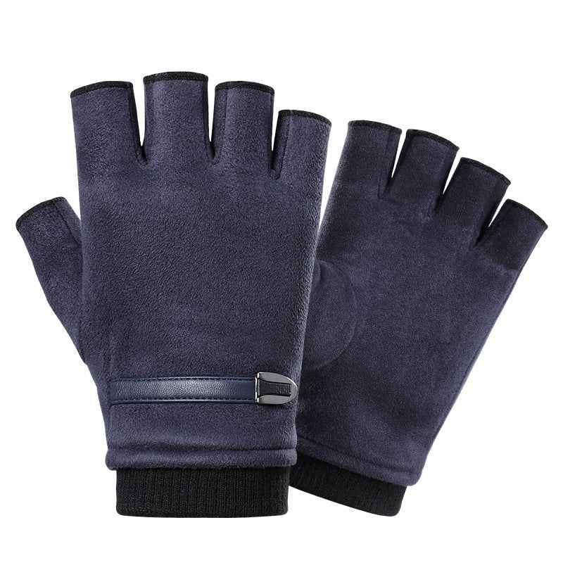 Half Finger Gloves Suede Leaking Finger Sports Outdoor Riding