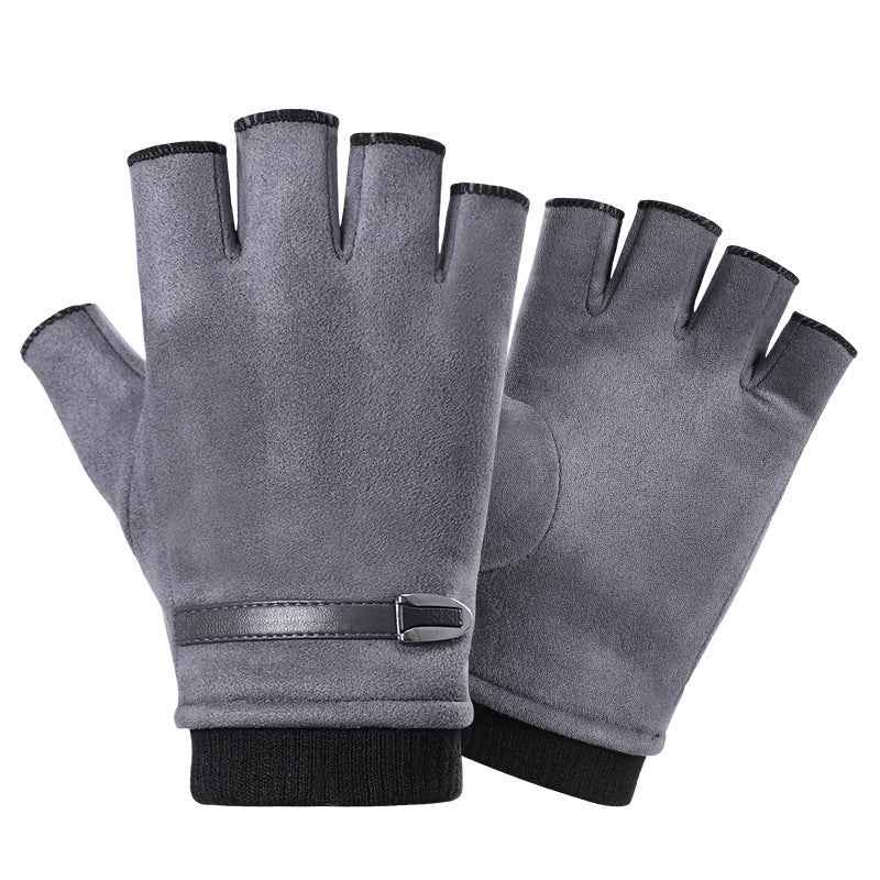 Half Finger Gloves Suede Leaking Finger Sports Outdoor Riding