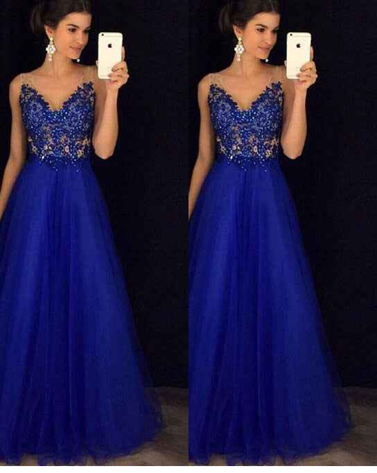 Dress Backless Beaded Ball Elegant Long Dress Blue Chiffon Dress Spot