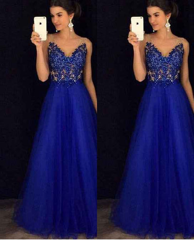 Dress Backless Beaded Ball Elegant Long Dress Blue Chiffon Dress Spot