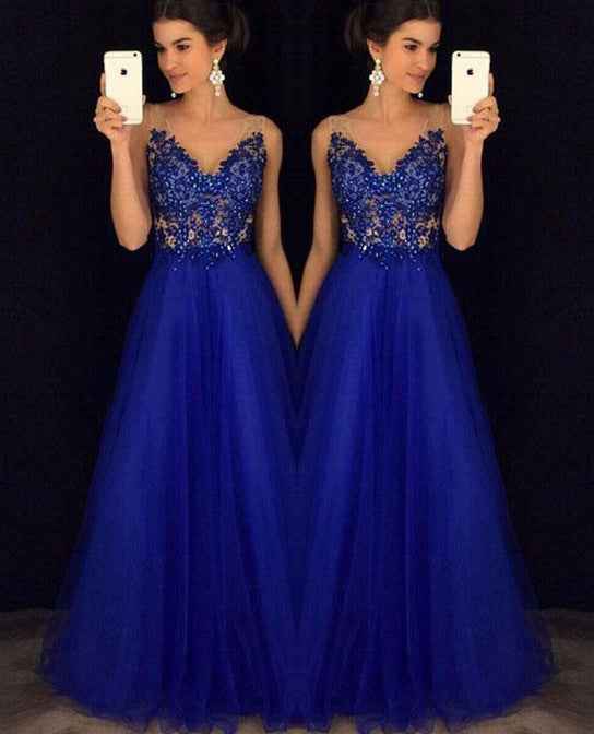 Dress Backless Beaded Ball Elegant Long Dress Blue Chiffon Dress Spot