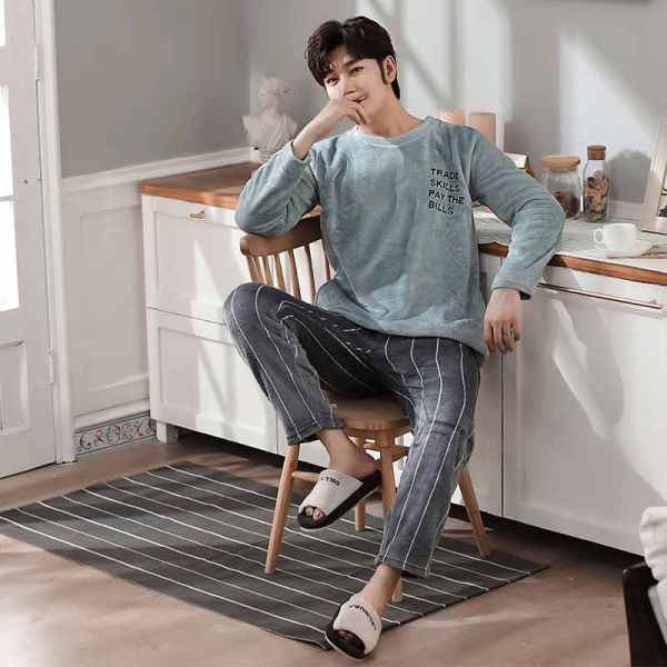 Long Sleeve Padded Flannel Pajama Suit