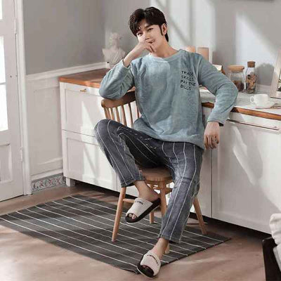 Long Sleeve Padded Flannel Pajama Suit