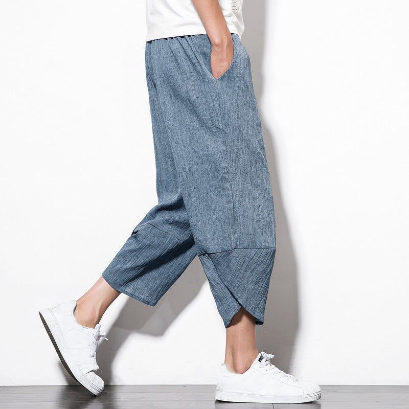 Linen Pants Summer Men's Cropped Shorts Youth Wide SHOPPORA