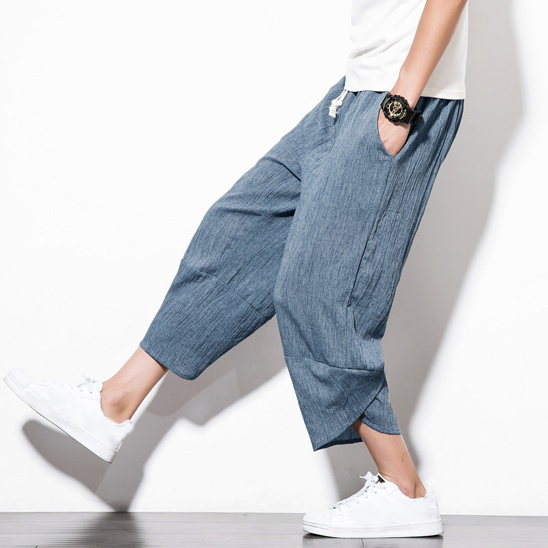 Linen Pants Summer Men's Cropped Shorts Youth Wide SHOPPORA