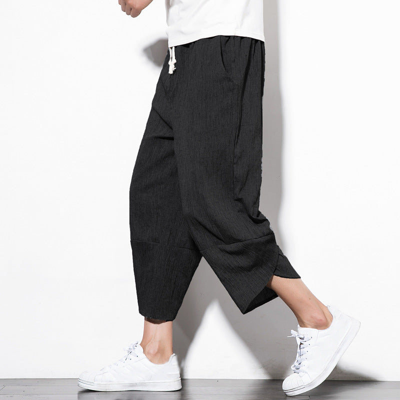 Linen Pants Summer Men's Cropped Shorts Youth Wide SHOPPORA