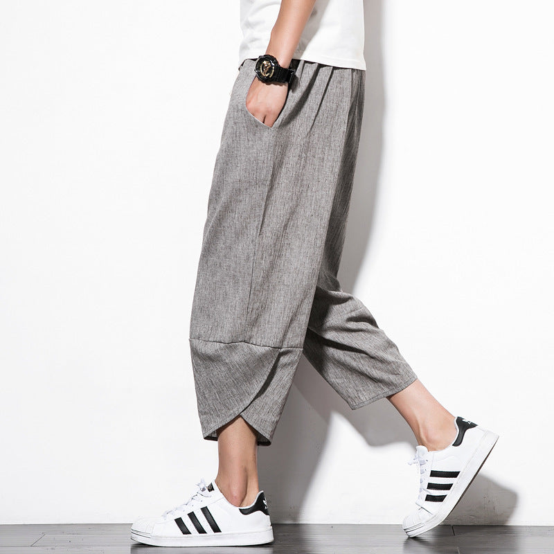 Linen Pants Summer Men's Cropped Shorts Youth Wide SHOPPORA