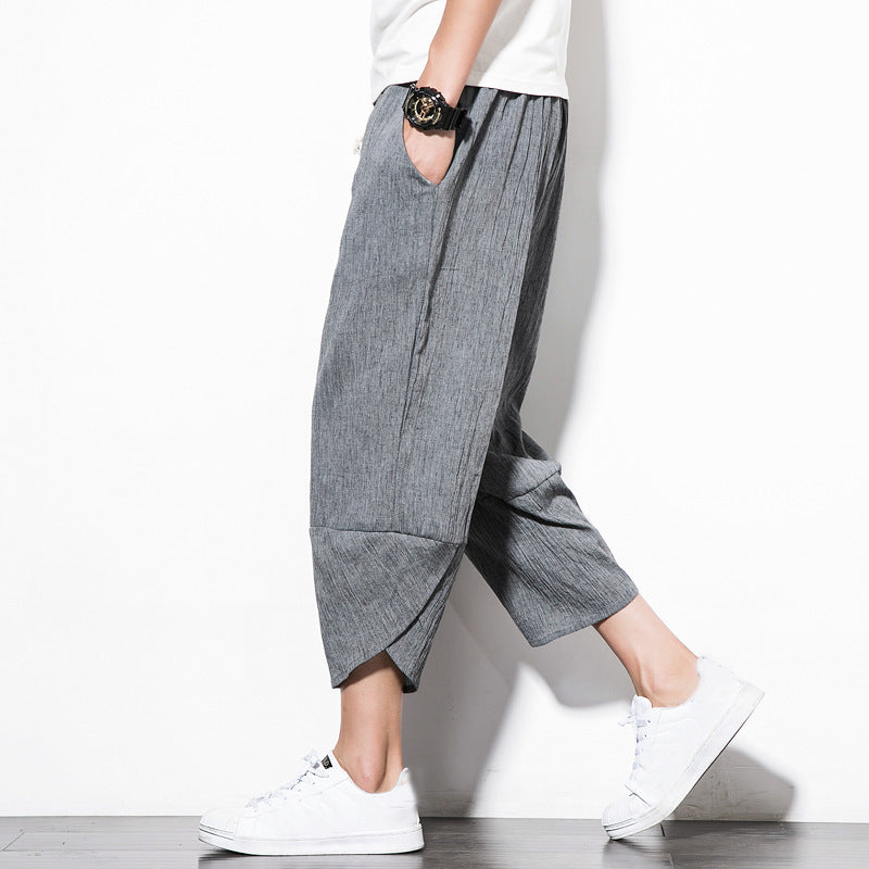 Linen Pants Summer Men's Cropped Shorts Youth Wide SHOPPORA