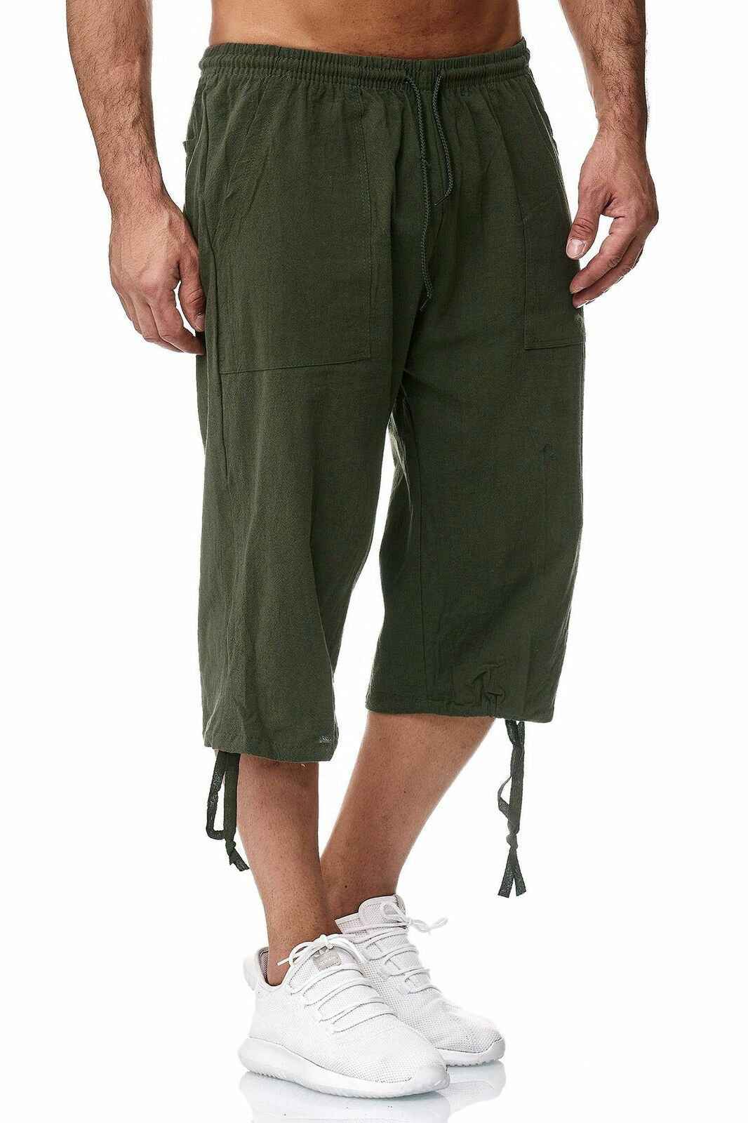 Men's Casual Cotton And Linen Cropped Sports Pants