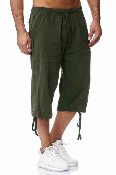 Men's Casual Cotton And Linen Cropped Sports Pants