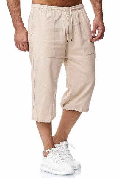 Men's Casual Cotton And Linen Cropped Sports Pants
