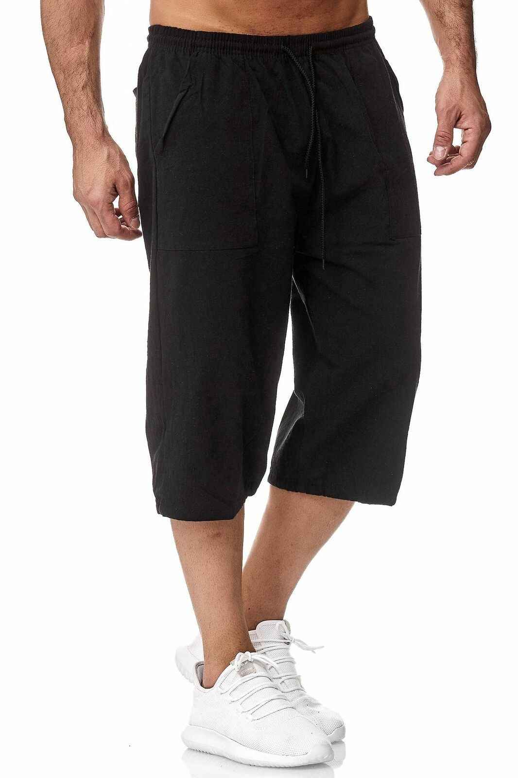 Men's Casual Cotton And Linen Cropped Sports Pants