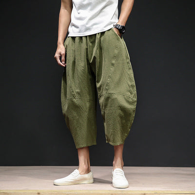 Men's cropped bloomers loose wide-leg pants plus size harem pants SHOPPORA