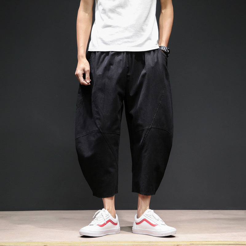 Men's cropped bloomers loose wide-leg pants plus size harem pants SHOPPORA