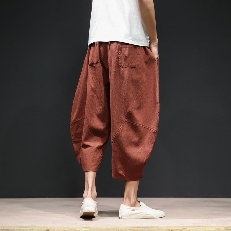 Men's cropped bloomers loose wide-leg pants plus size harem pants SHOPPORA