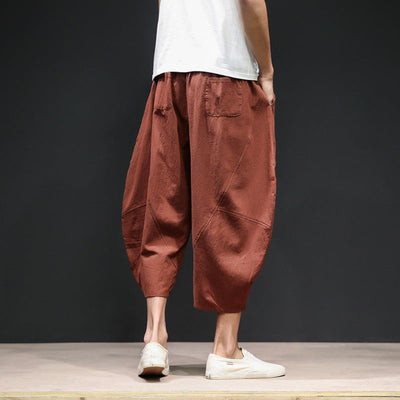 Men's cropped bloomers loose wide-leg pants plus size harem pants SHOPPORA