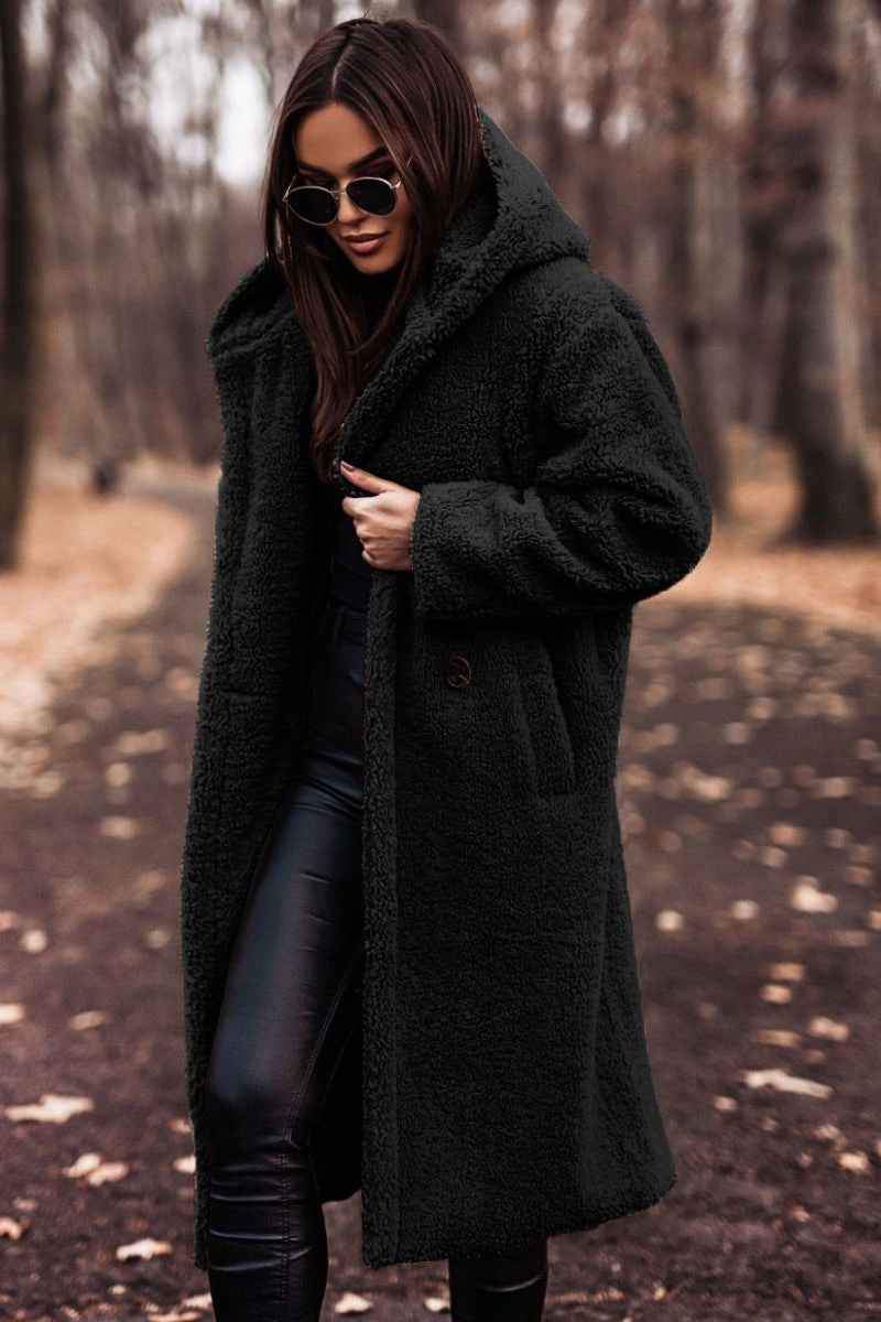 Autumn Winter Fashion Elegant Long Coat Woman Plush Warm Faux Fleece Coat Women Teddy Jacket Female Teddy Coat Outwear Ladies