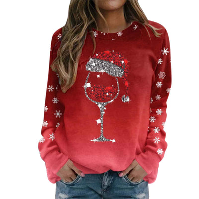 European And American Loose Christmas Sweater Round Neck Print Long Sleeves