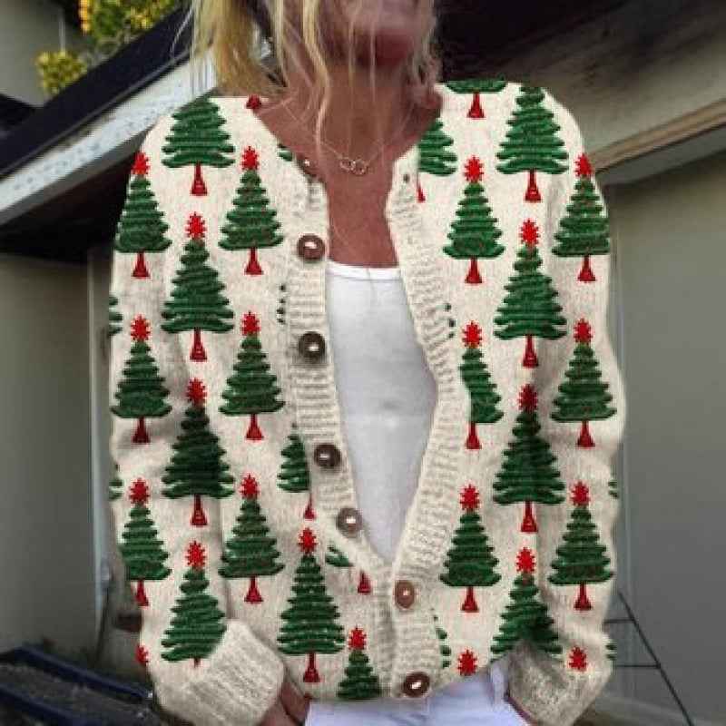 New Christmas 3D Digital Printing Women Cardigan Coat Outerwear Female