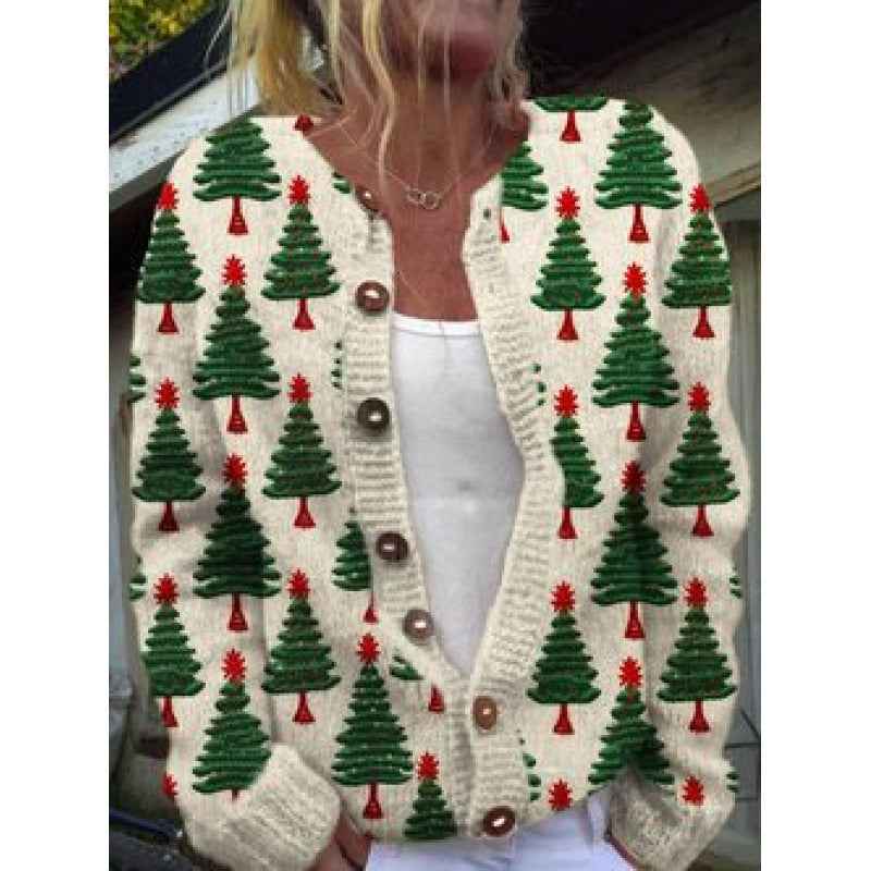 New Christmas 3D Digital Printing Women Cardigan Coat Outerwear Female