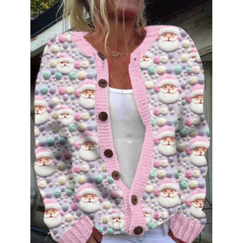 New Christmas 3D Digital Printing Women Cardigan Coat Outerwear Female