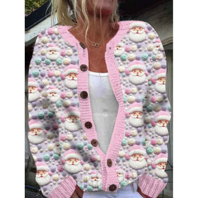 New Christmas 3D Digital Printing Women Cardigan Coat Outerwear Female