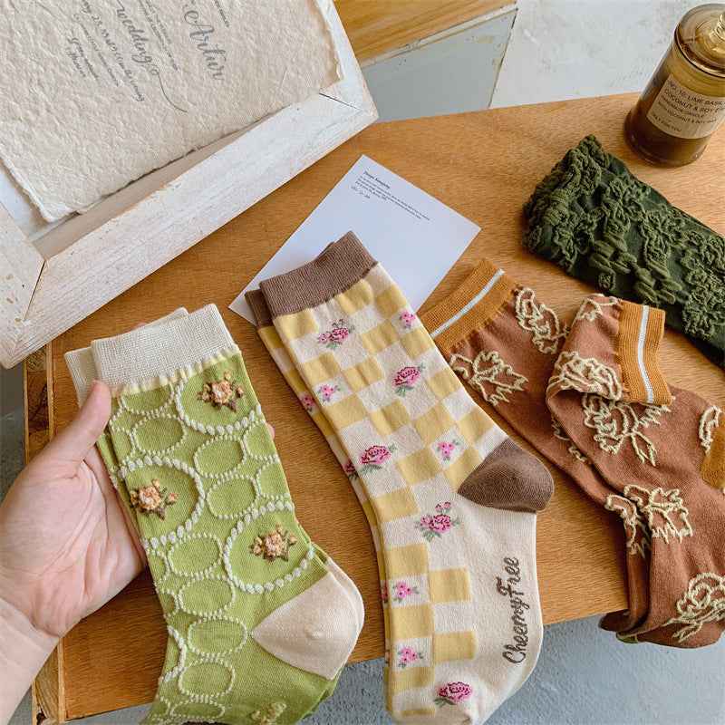 Combed Cotton Pile Long Socks Cotton Breathable Mid Tube