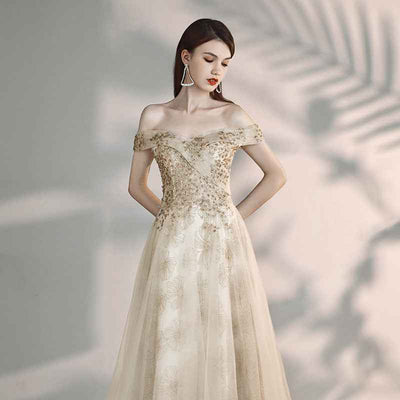 Banquet Fashion Temperament A Shoulder Flamboyant Dress
