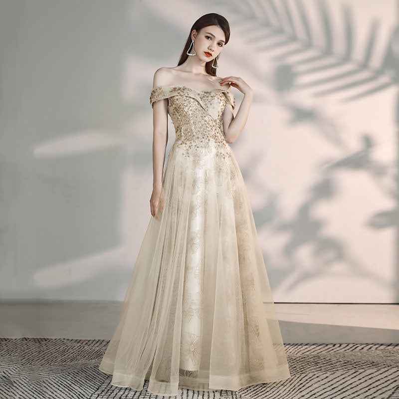 Banquet Fashion Temperament A Shoulder Flamboyant Dress