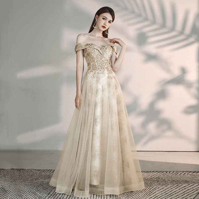 Banquet Fashion Temperament A Shoulder Flamboyant Dress