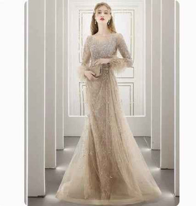 Heavy Industry Nailed Beaded Diamond-encrusted Evening Dress Hostess Long Style