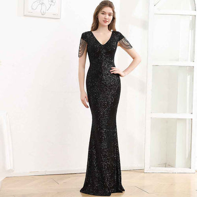 Sequined Slim Fit Slimming Long Dress Women