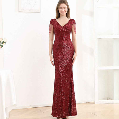 Sequined Slim Fit Slimming Long Dress Women