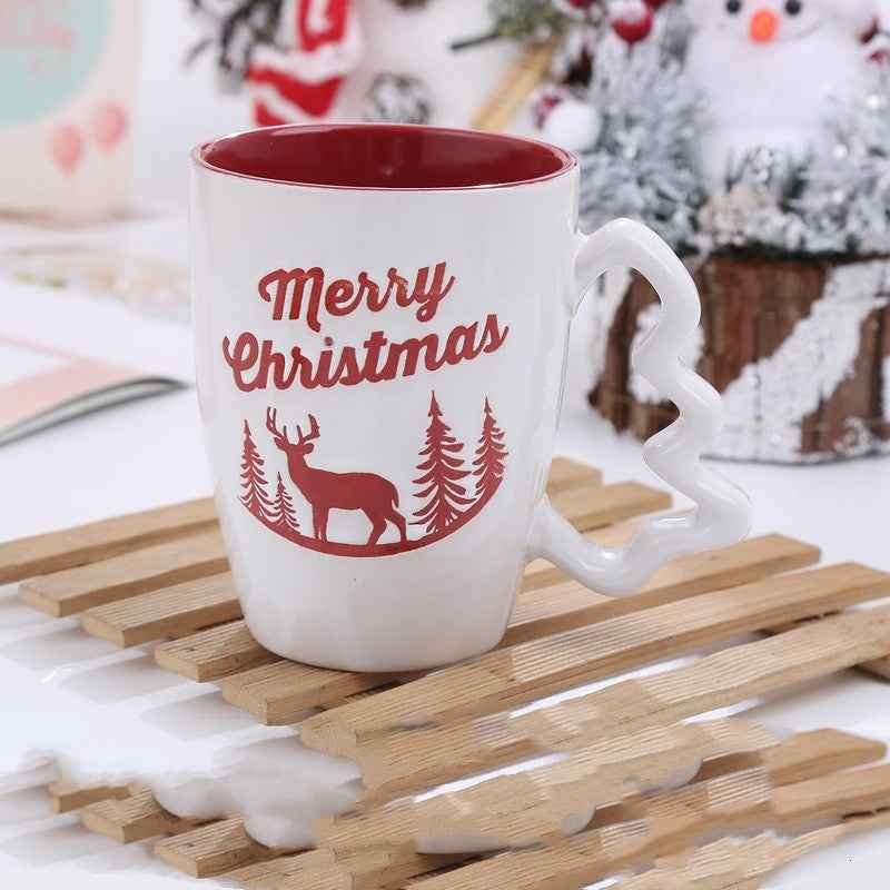 Creative Cute Cartoon Snowman Santa Claus Ceramic Cup Christmas Mug Small Gifts