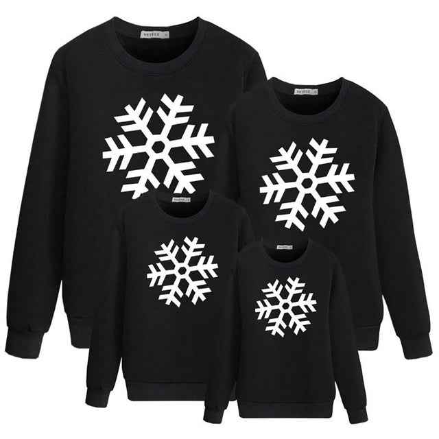 Christmas Snowflake Parent-child Costume Cartoon Casual Crew Neck Top