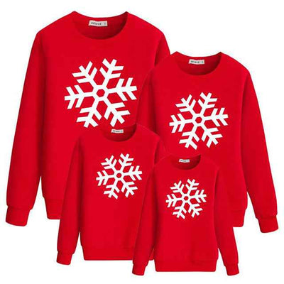 Christmas Snowflake Parent-child Costume Cartoon Casual Crew Neck Top