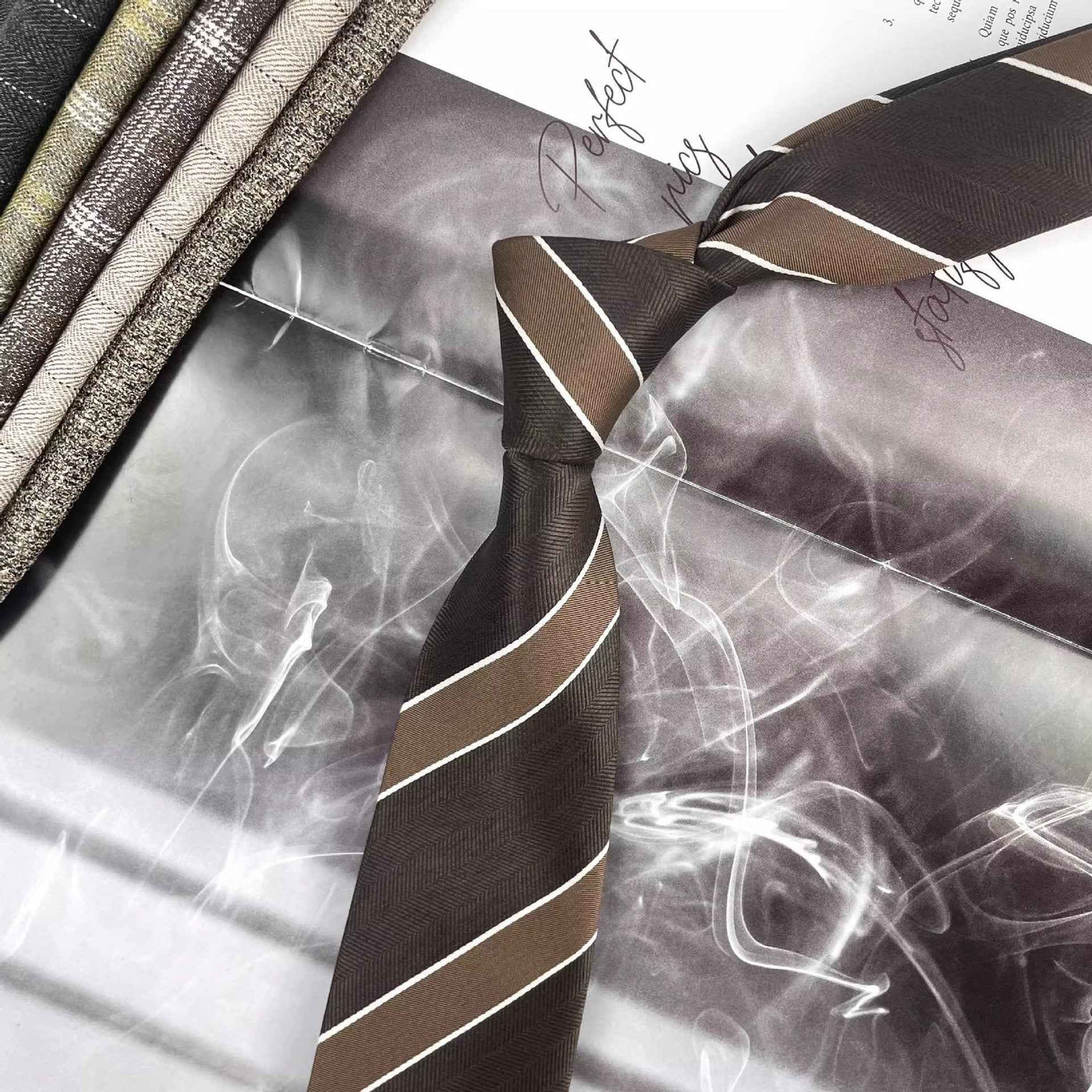 Retro Coffee Color Orange Red Striped Tie Hand Hit 8CM Men