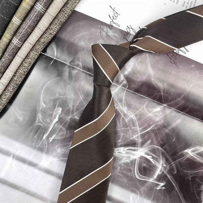 Retro Coffee Color Orange Red Striped Tie Hand Hit 8CM Men